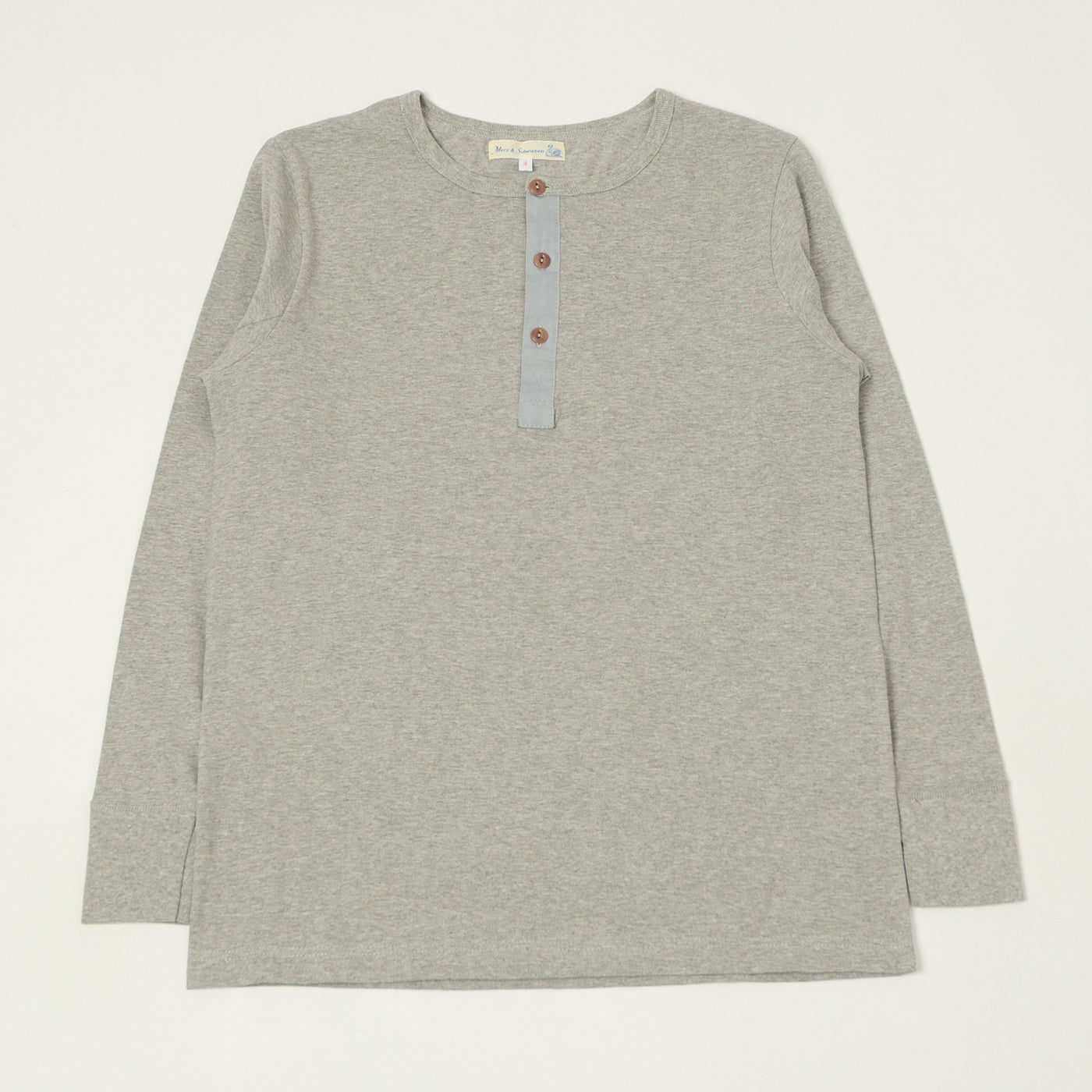 Merz b. Schwanen 1930s Long Sleeve Henley - Grey Melange