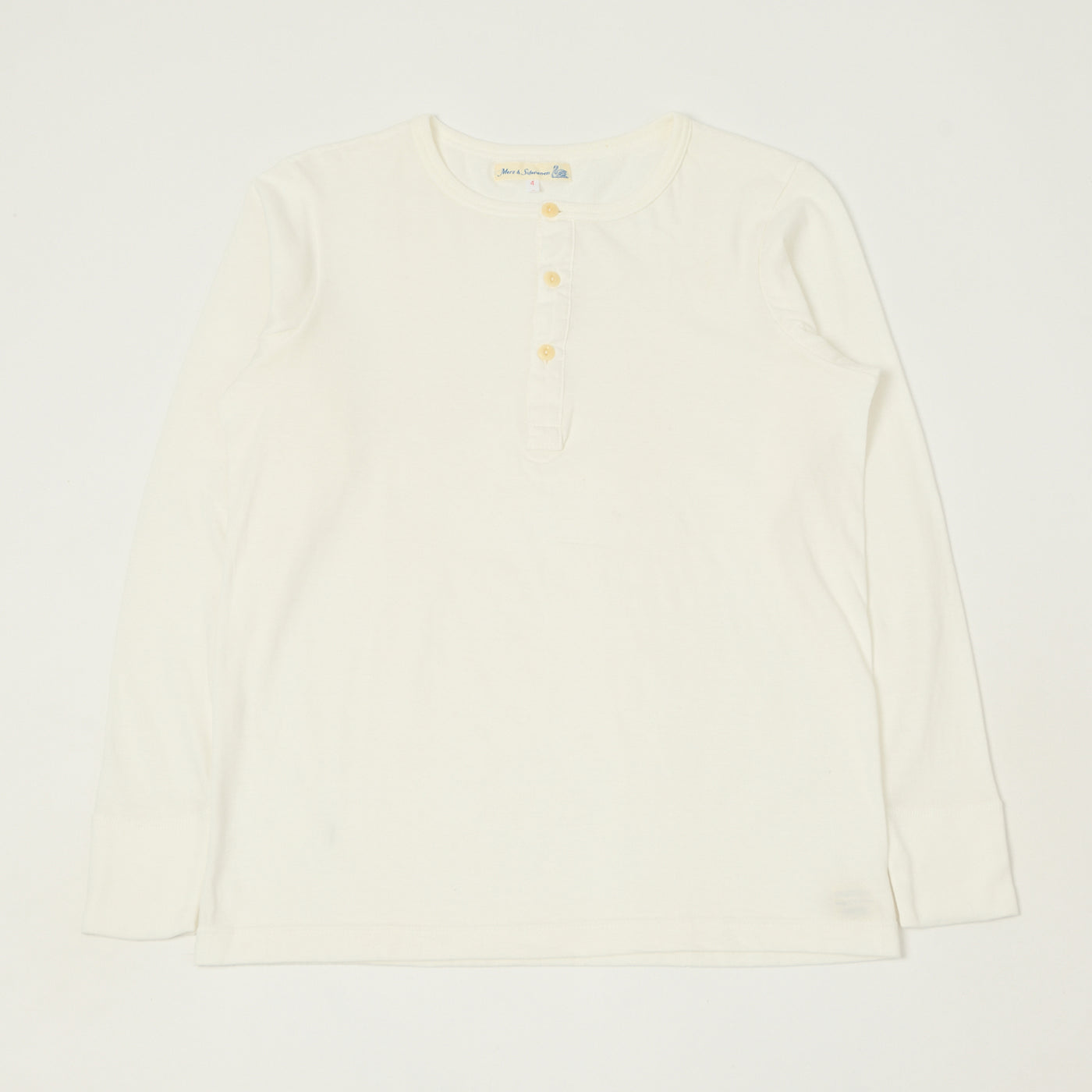 Merz b. Schwanen 1930s Long Sleeve Henley - White