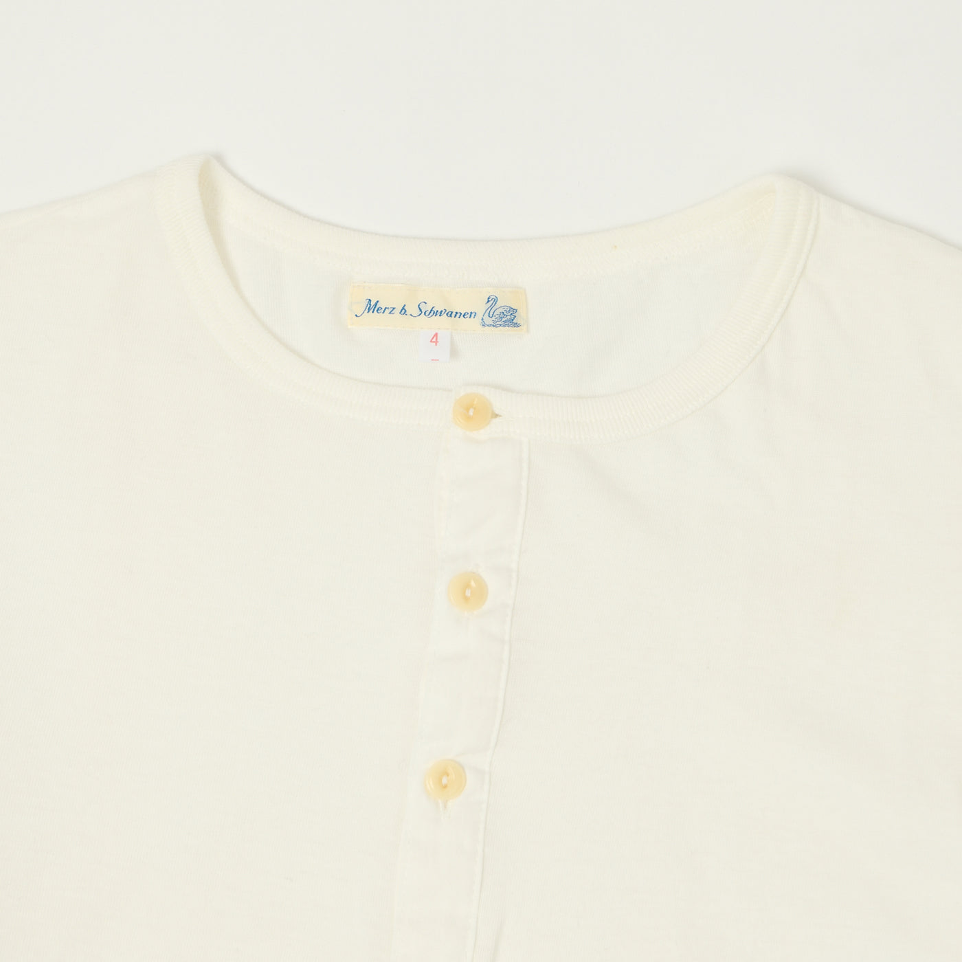 Merz b. Schwanen 1930s Long Sleeve Henley - White