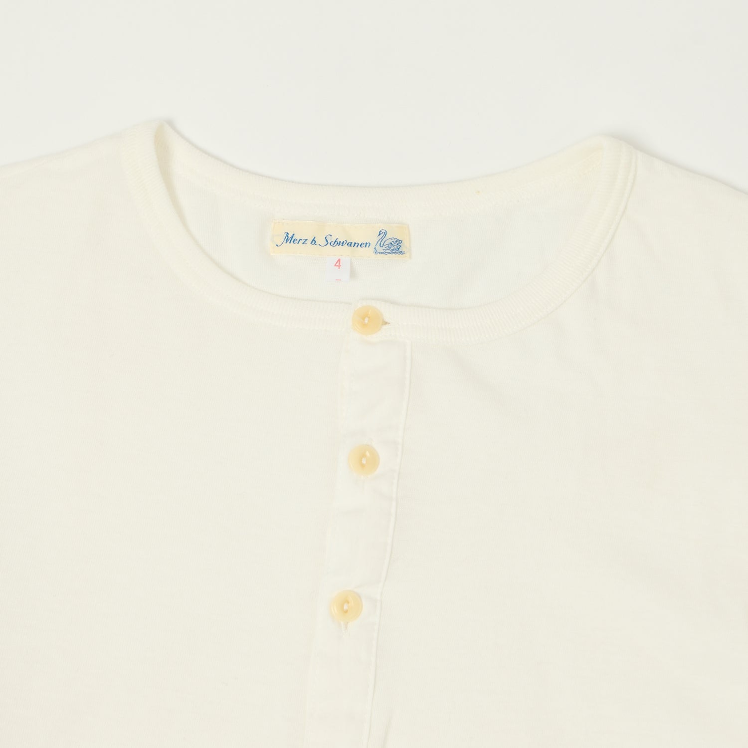 Merz b. Schwanen 1930s Long Sleeve Henley - White