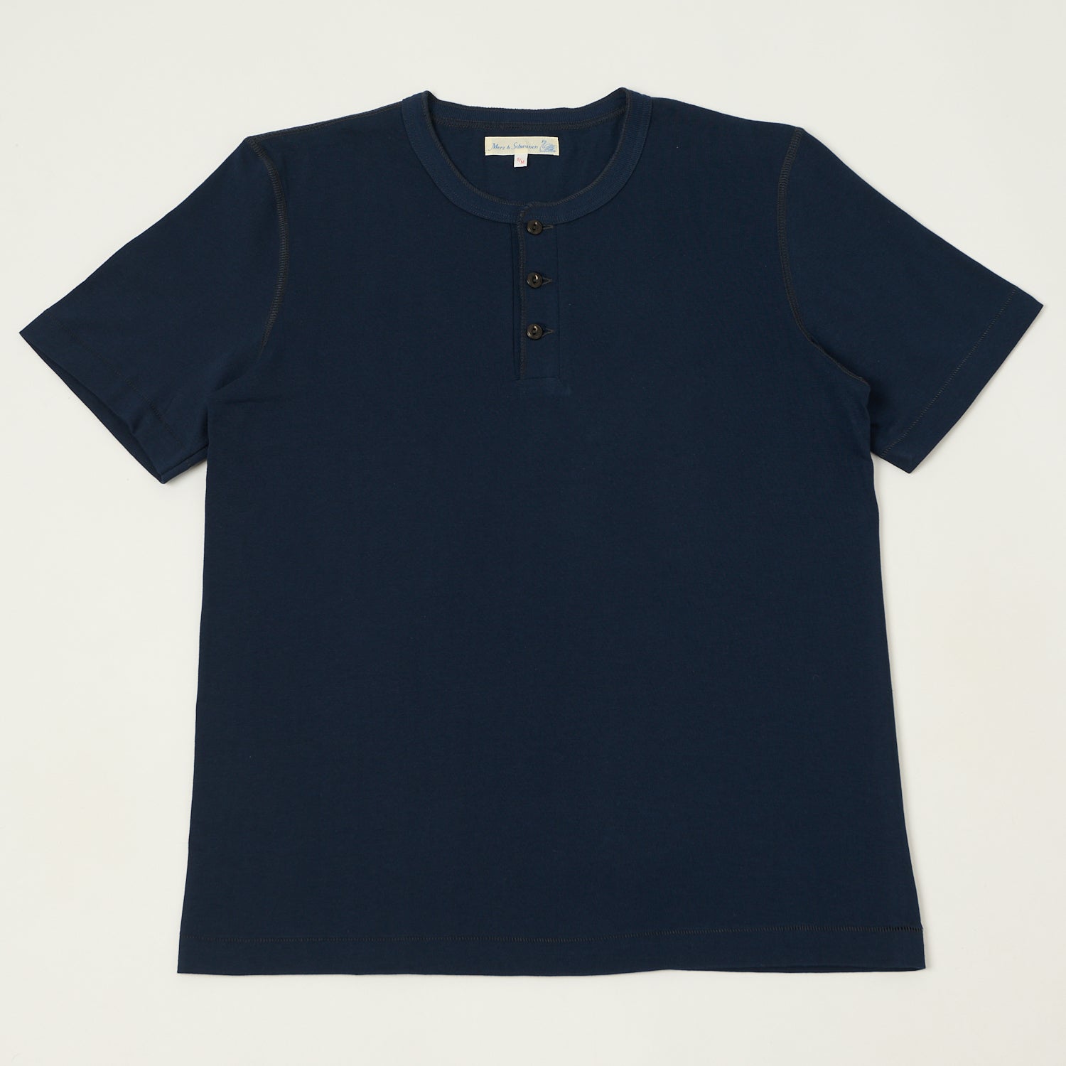 Merz b. Schwanen 204SL Short Sleeve Henley - Ink Blue