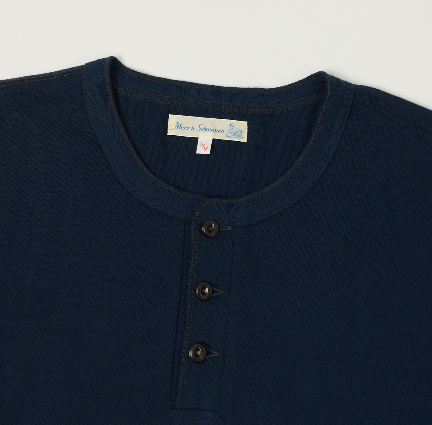 Merz b. Schwanen 204SL Short Sleeve Henley - Ink Blue