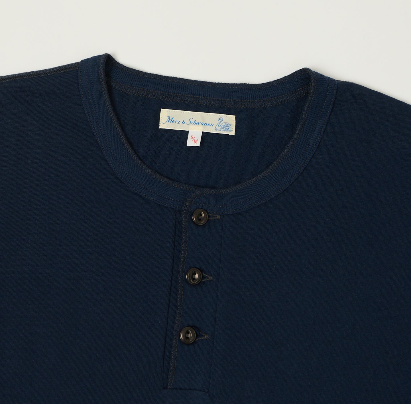 Merz b. Schwanen 204SL Short Sleeve Henley - Ink Blue