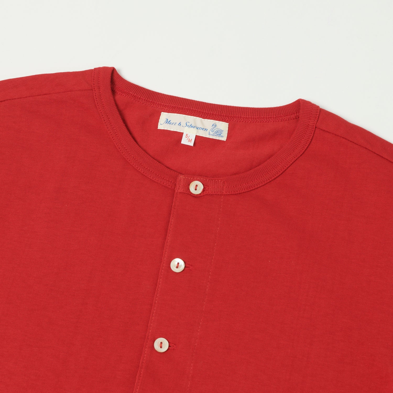 Merz b. Schwanen 206 Long Sleeve Henley - Red