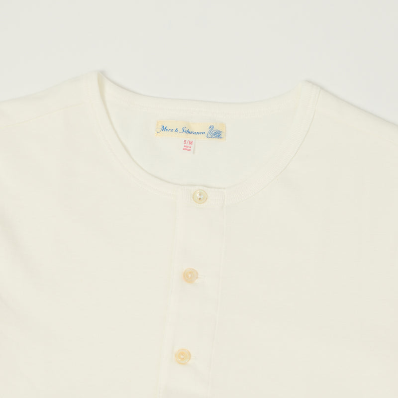 Merz b. Schwanen 206 Long Sleeve Henley - White