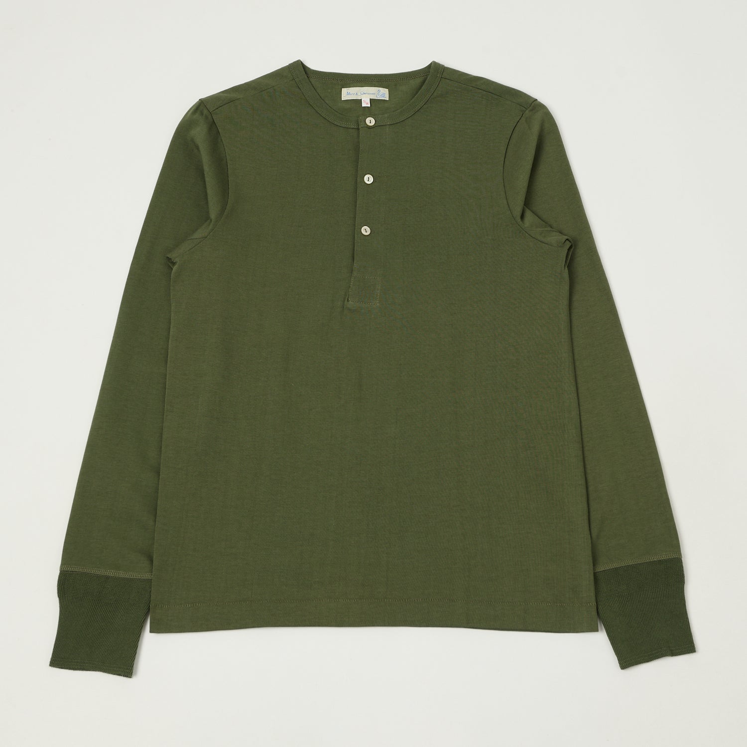 Merz b. Schwanen 206 Long Sleeve Henley - Army Green