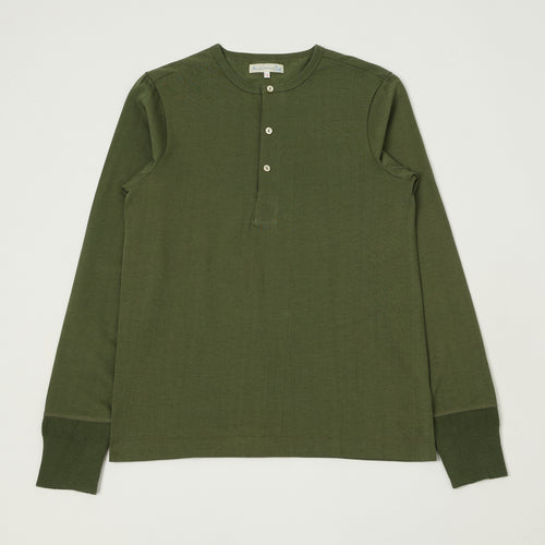 Merz b. Schwanen 206 Long Sleeve Henley - Army Green