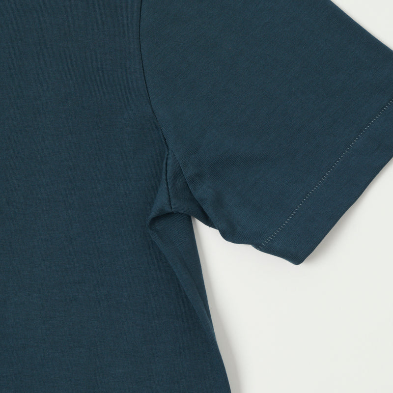 Merz b. Schwanen 214 Crew Neck Tee - Mineral Blue