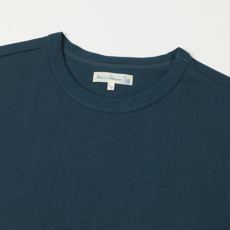 Merz b. Schwanen 214 Crew Neck Tee - Mineral Blue