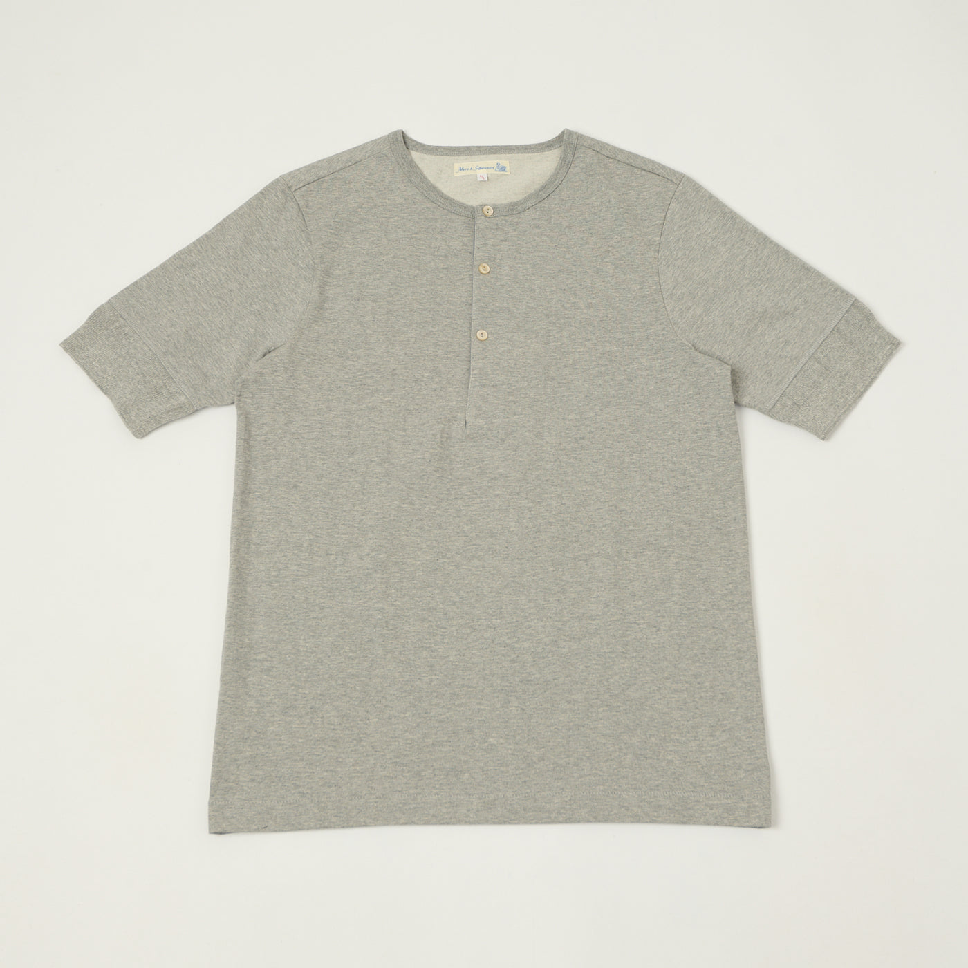 Merz b. Schwanen 207 Short Sleeve Henley - Grey Melange