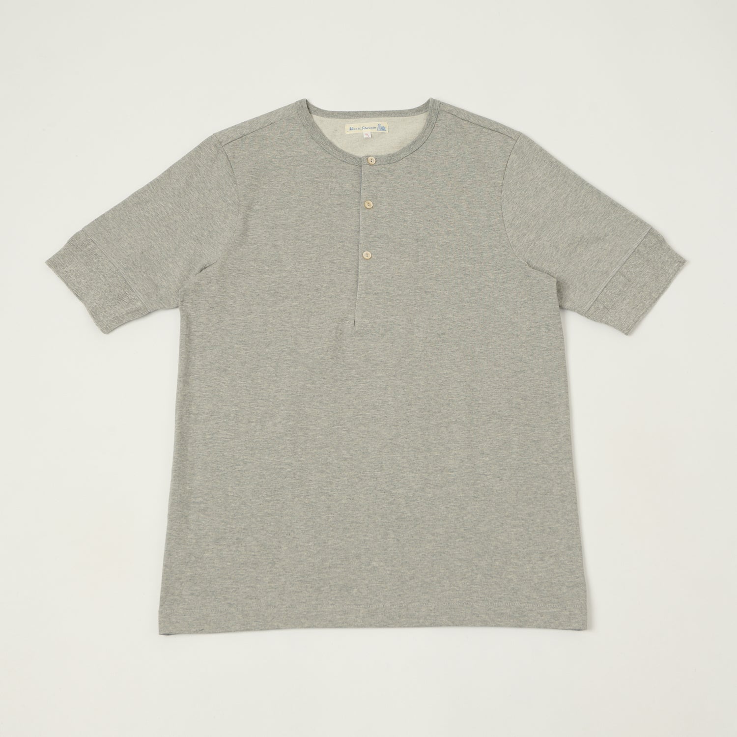 Merz b. Schwanen 207 Short Sleeve Henley - Grey Melange