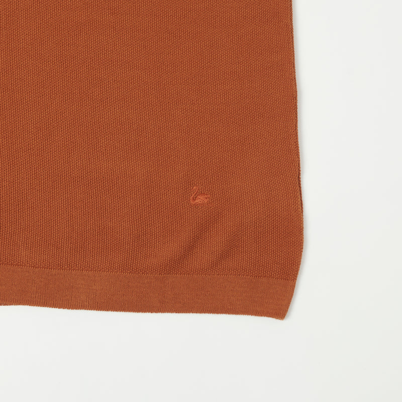 Merz b. Schwanen KPLP02 Plant Based Knitted Polo Shirt - Caramel