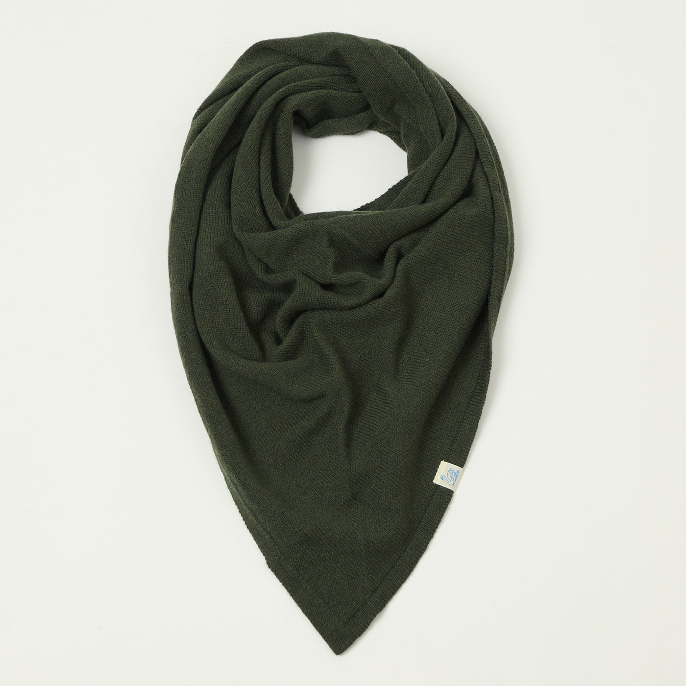Merz b. Schwanen 'Good Basics' Merino/Cashmere/Silk Triangle Scarf - Army