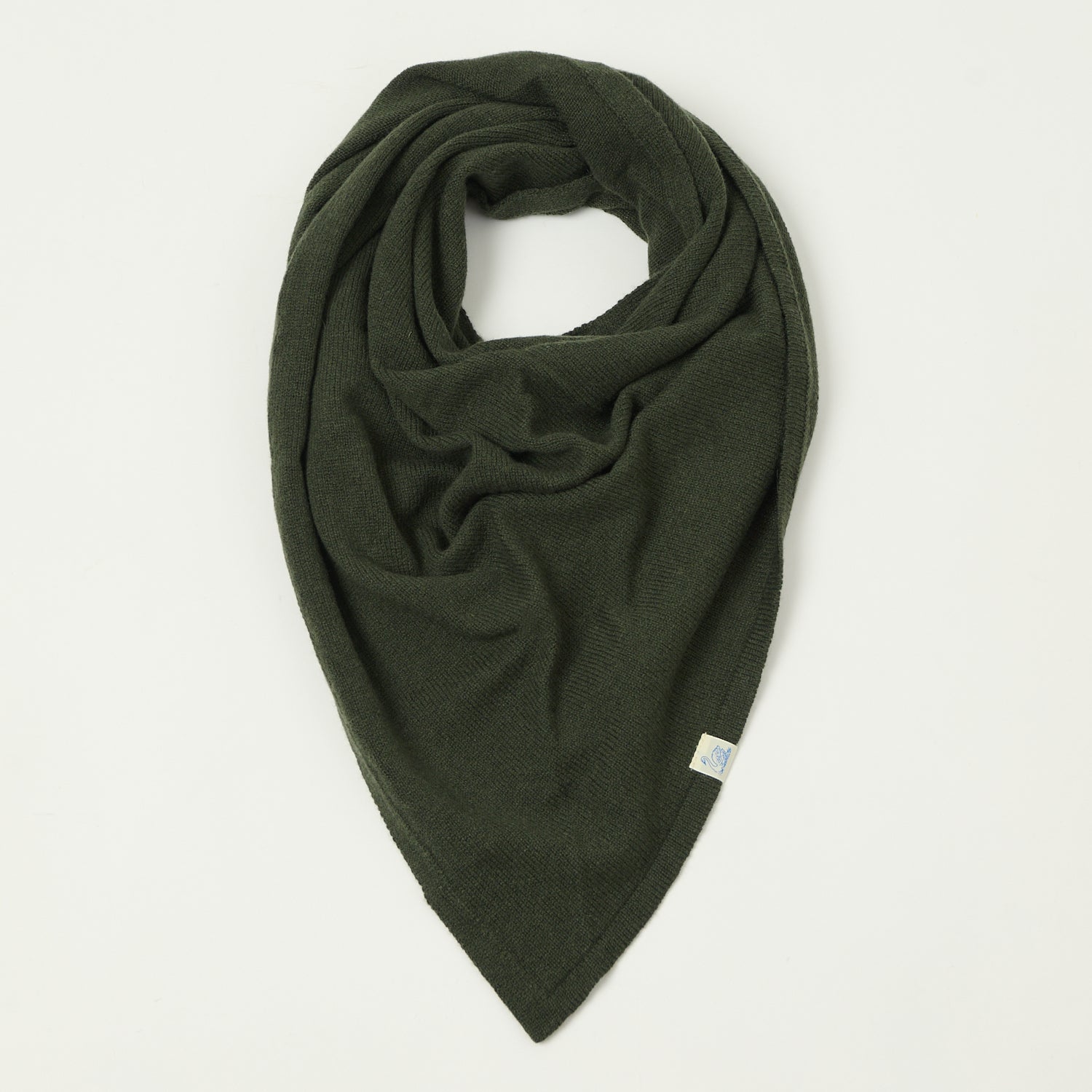 Merz b. Schwanen 'Good Basics' Merino/Cashmere/Silk Triangle Scarf - Army