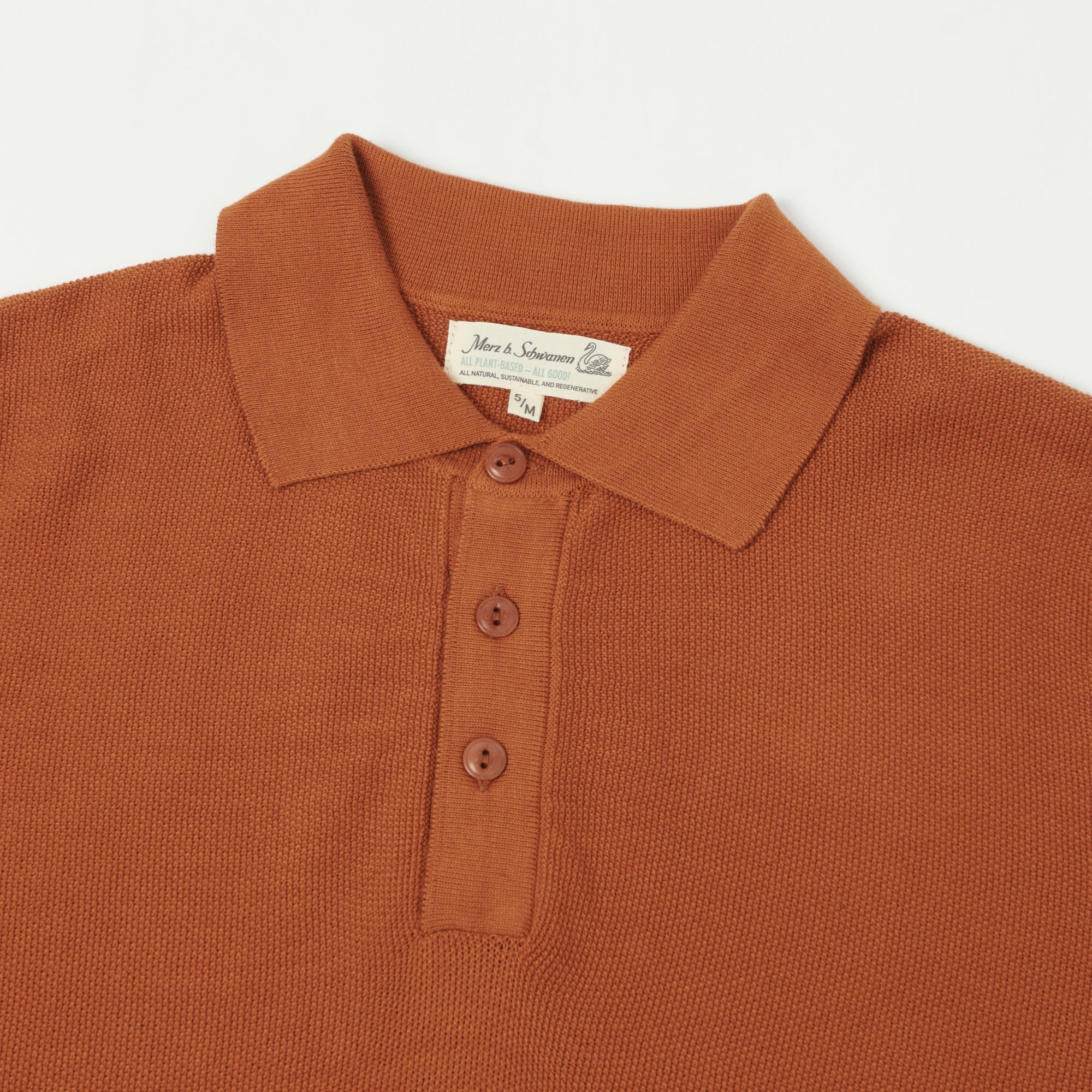 Merz b. Schwanen 'Good Basics' Plant Based Pique Polo Shirt - Caramel