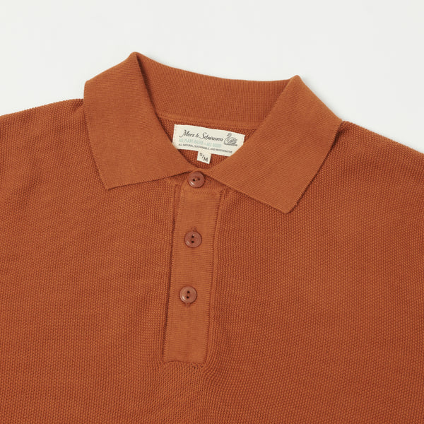 Merz b. Schwanen KPLP02 Plant Based Knitted Polo Shirt - Caramel