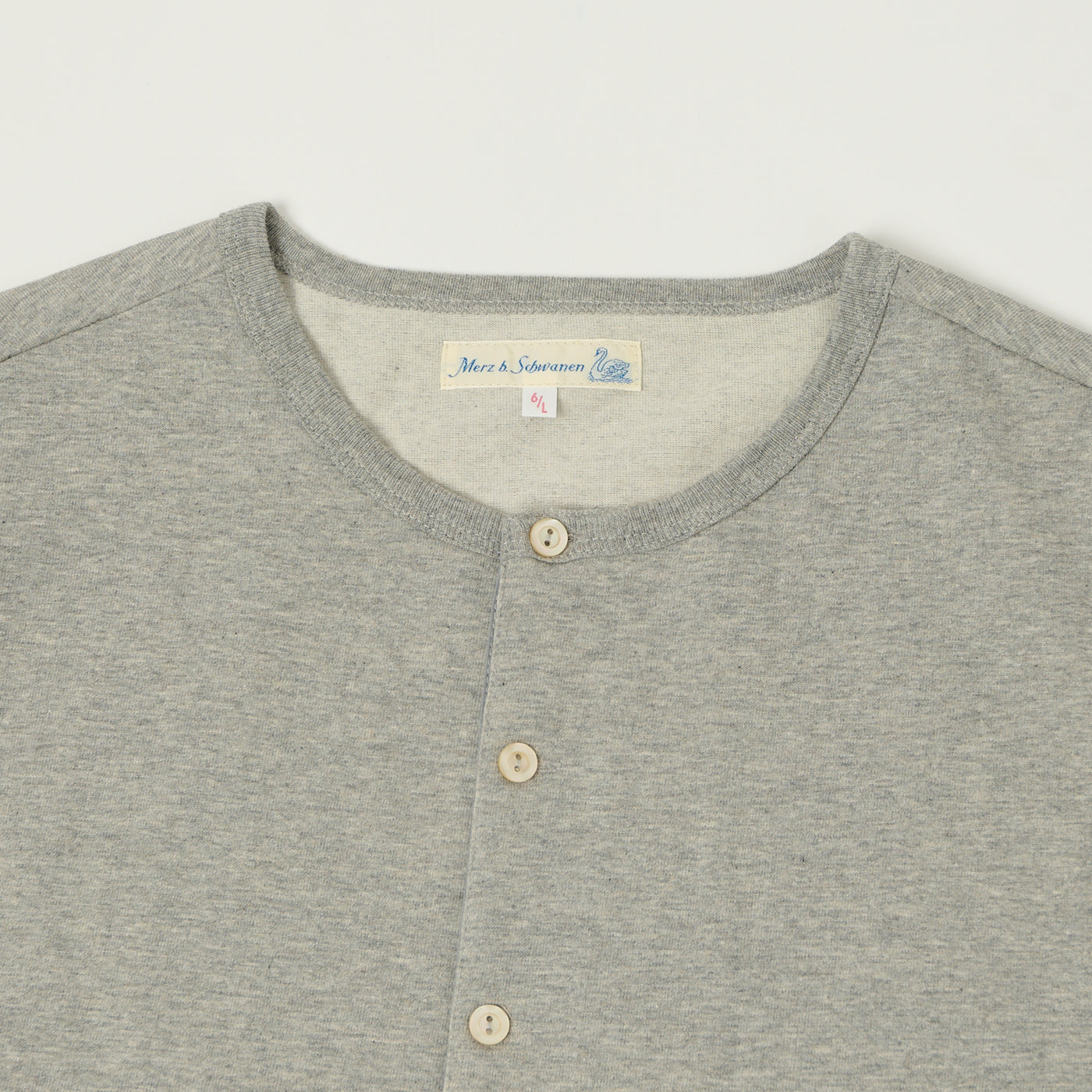 Merz b. Schwanen 207 Short Sleeve Henley - Grey Melange