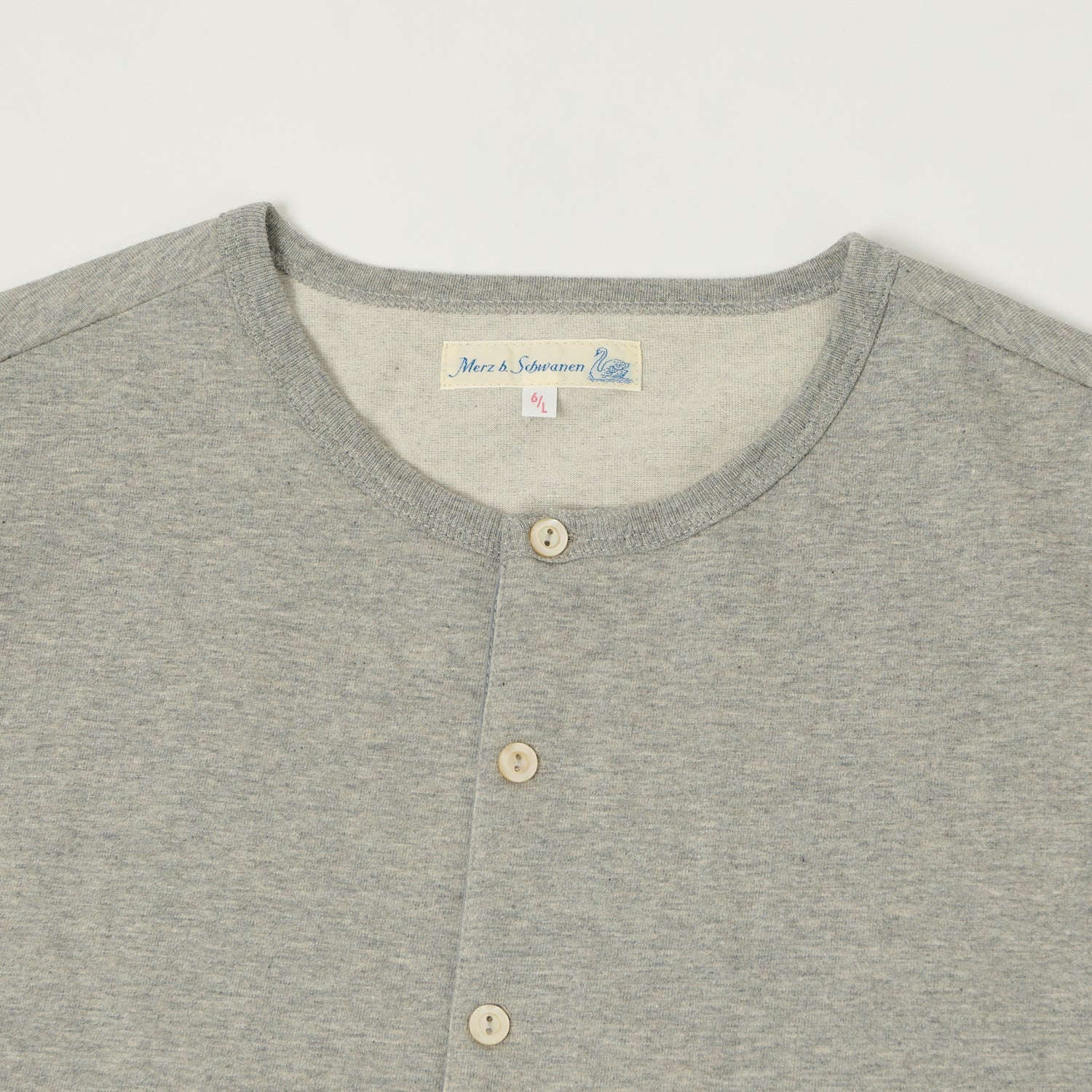 Merz b. Schwanen 207 Short Sleeve Henley - Grey Melange