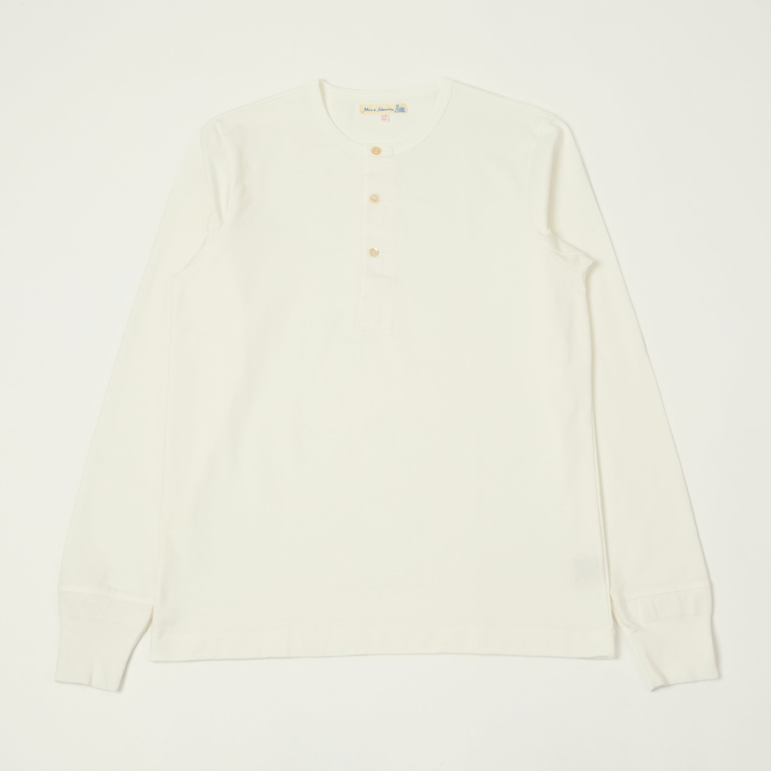 Merz b. Schwanen 2M06 Classic Long Sleeve Henley - White