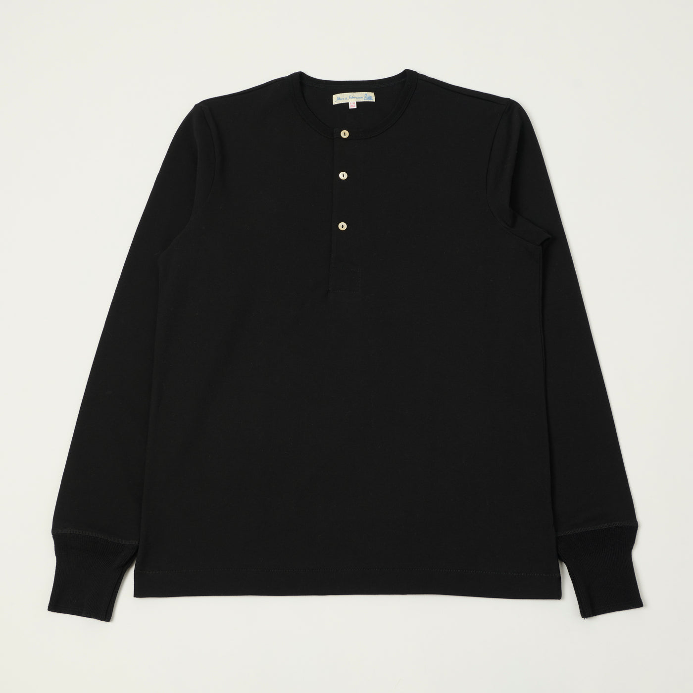 Merz b. Schwanen 2M06 Classic Long Sleeve Henley - Black