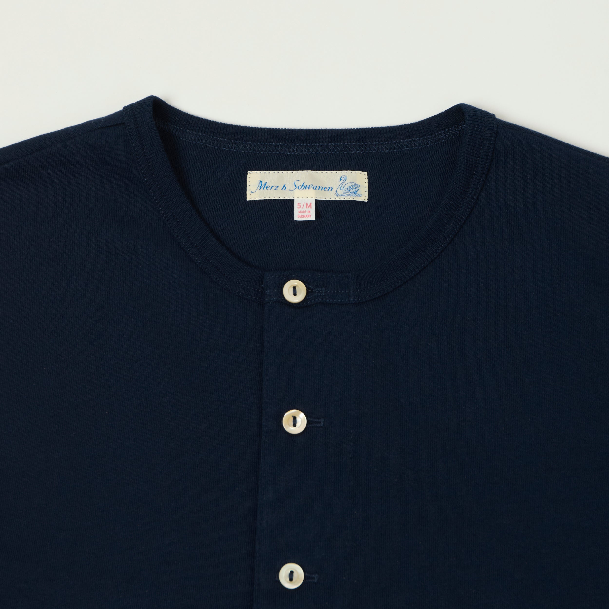 Merz b. Schwanen 2M06 Classic Long Sleeve Henley - Ink Blue