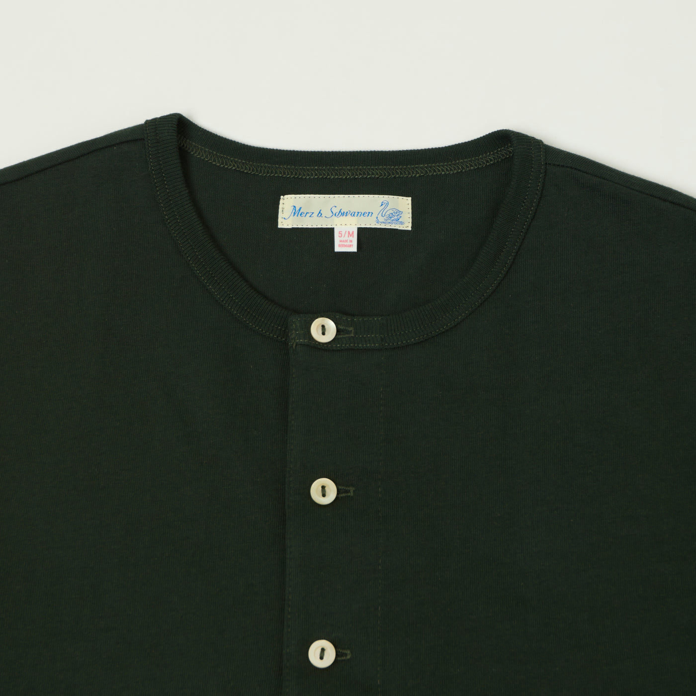 Merz b. Schwanen 2M06 Classic Long Sleeve Henley - Forest