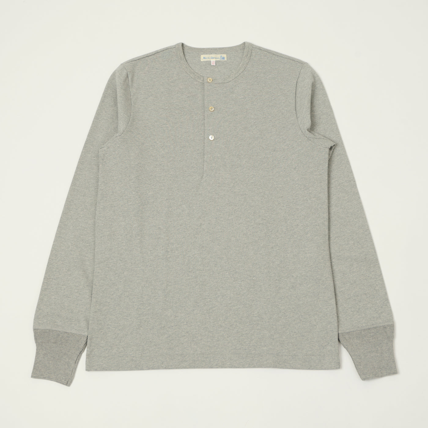 Merz b. Schwanen 2M06 Classic Long Sleeve Henley - Grey Melange