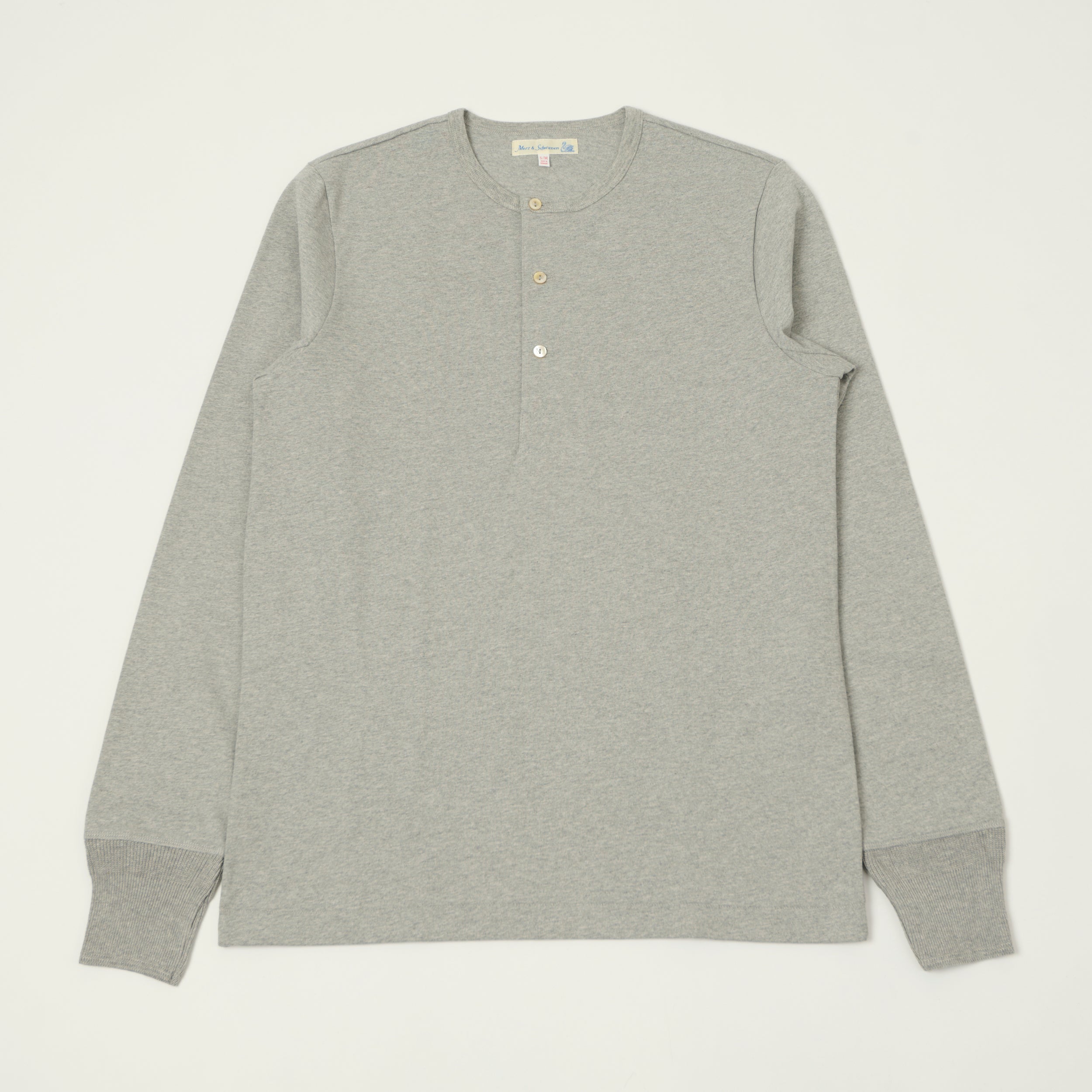 Merz b. Schwanen 2M06 Classic Long Sleeve Henley - Grey Melange