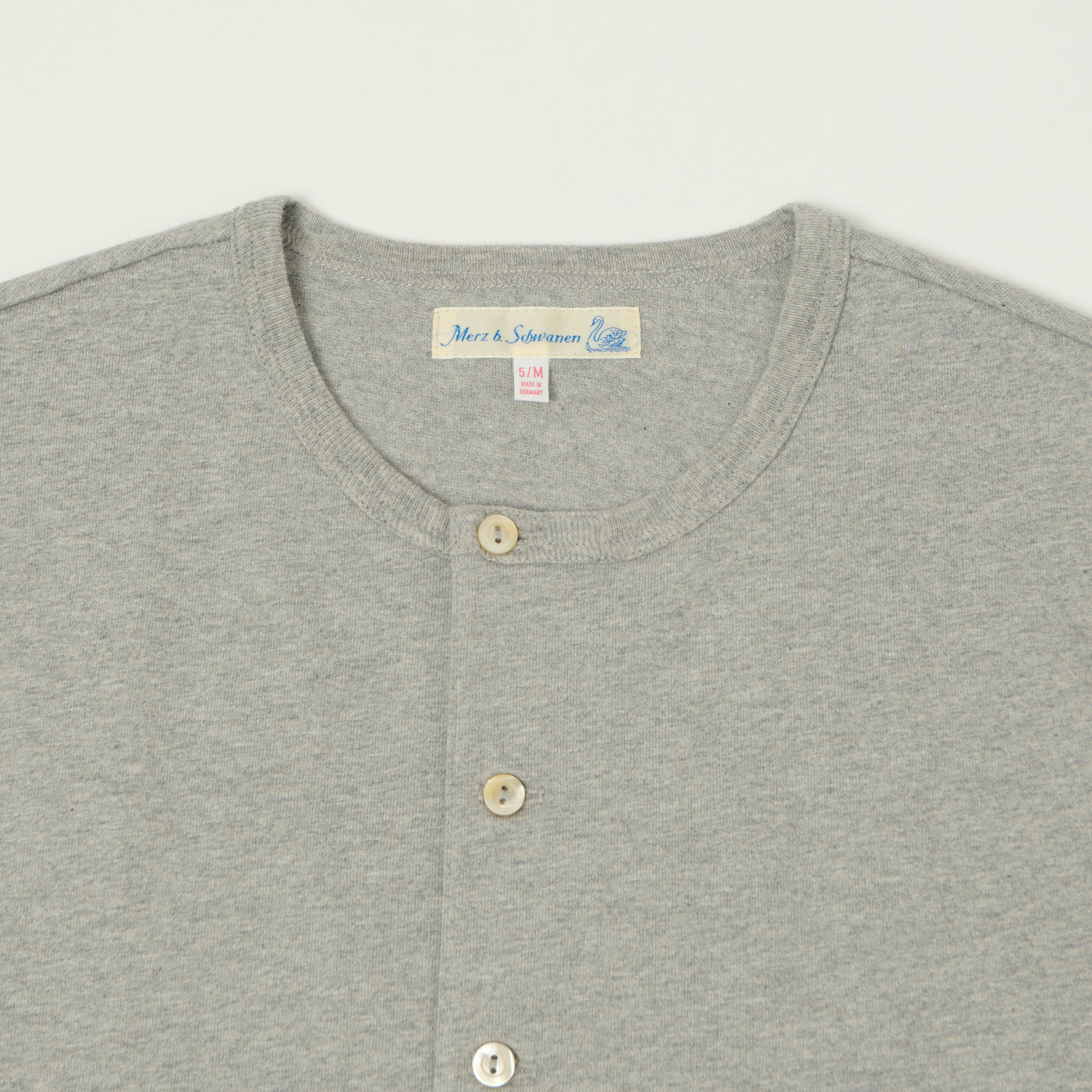 Merz b. Schwanen 2M06 Classic Long Sleeve Henley - Grey Melange