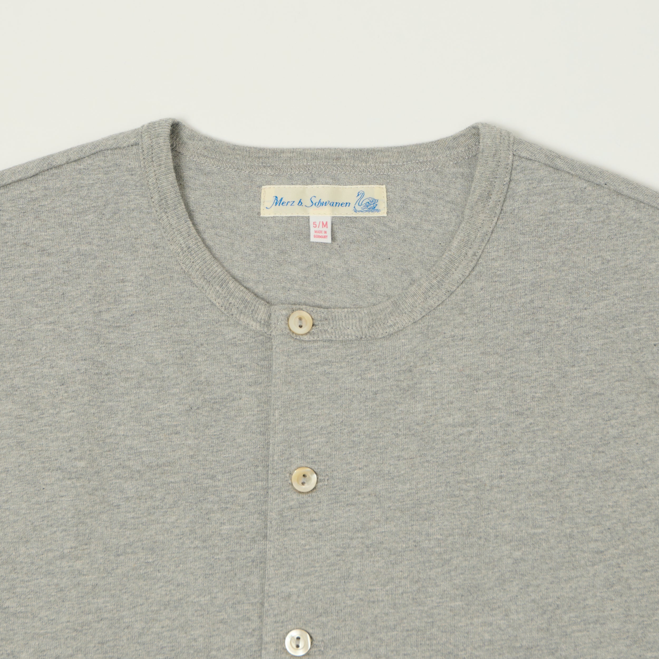 Merz b. Schwanen 2M06 Classic Long Sleeve Henley - Grey Melange