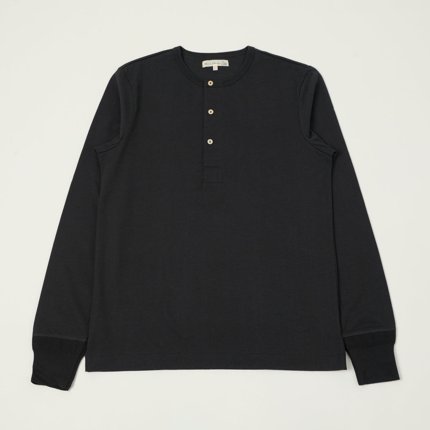 Merz b. Schwanen 2M06 Classic Long Sleeve Henley - Charcoal