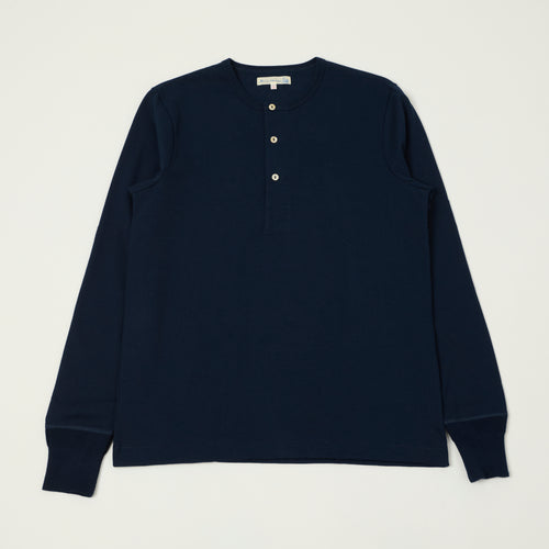 Merz b. Schwanen 2M06 Classic Long Sleeve Henley - Ink Blue