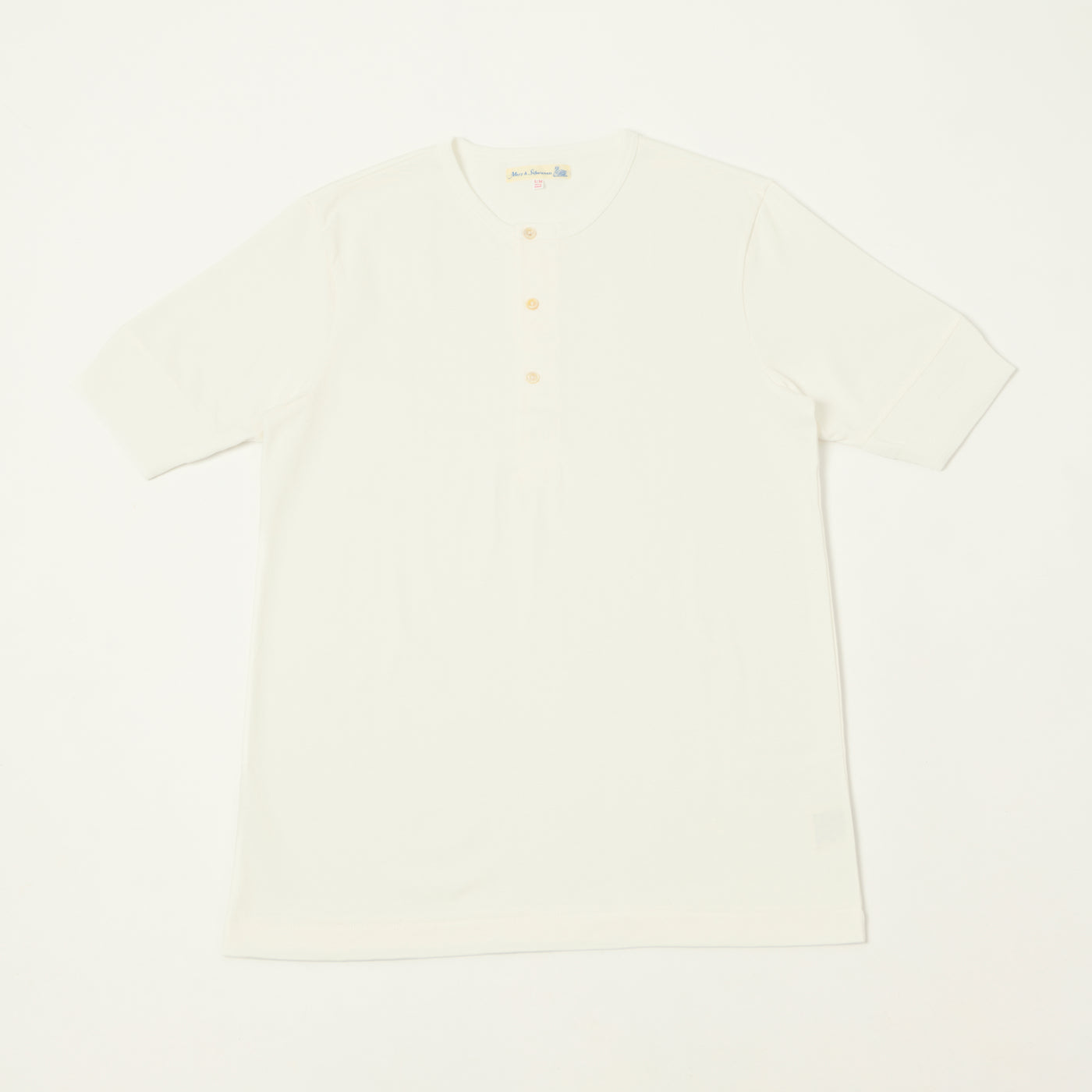 Merz b. Schwanen 2M07 Short Sleeve Henley - White