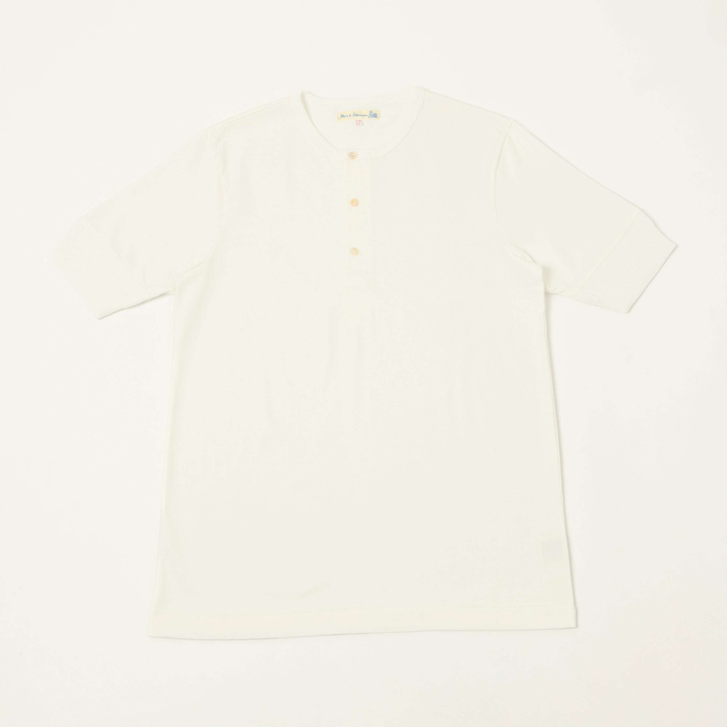 Merz b. Schwanen 2M07 Short Sleeve Henley - White