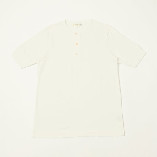 Merz b. Schwanen 2M07 Short Sleeve Henley - White