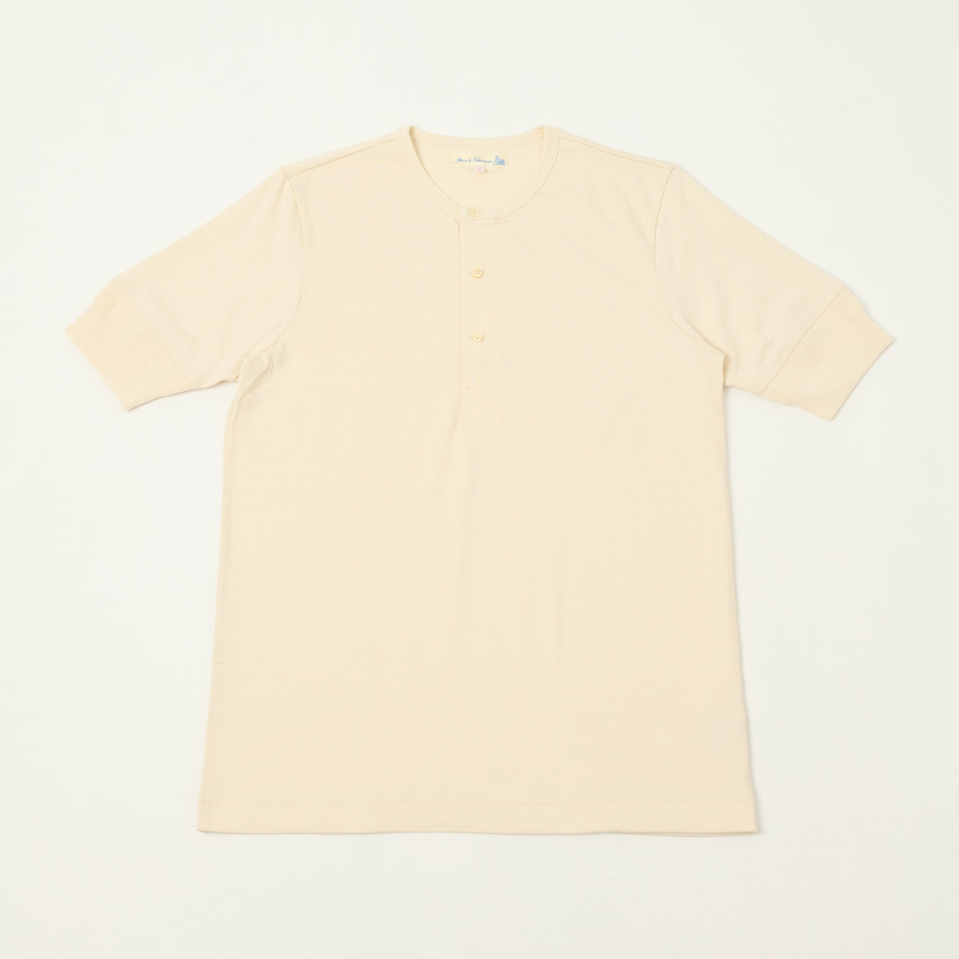 Merz b. Schwanen 2M07 Short Sleeve Henley - Nature