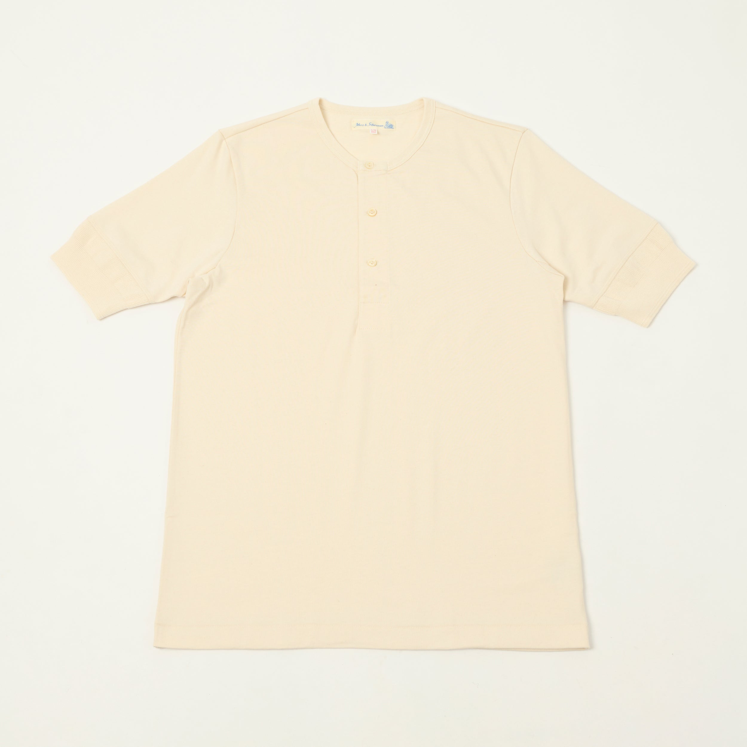 Merz b. Schwanen 2M07 Short Sleeve Henley - Nature