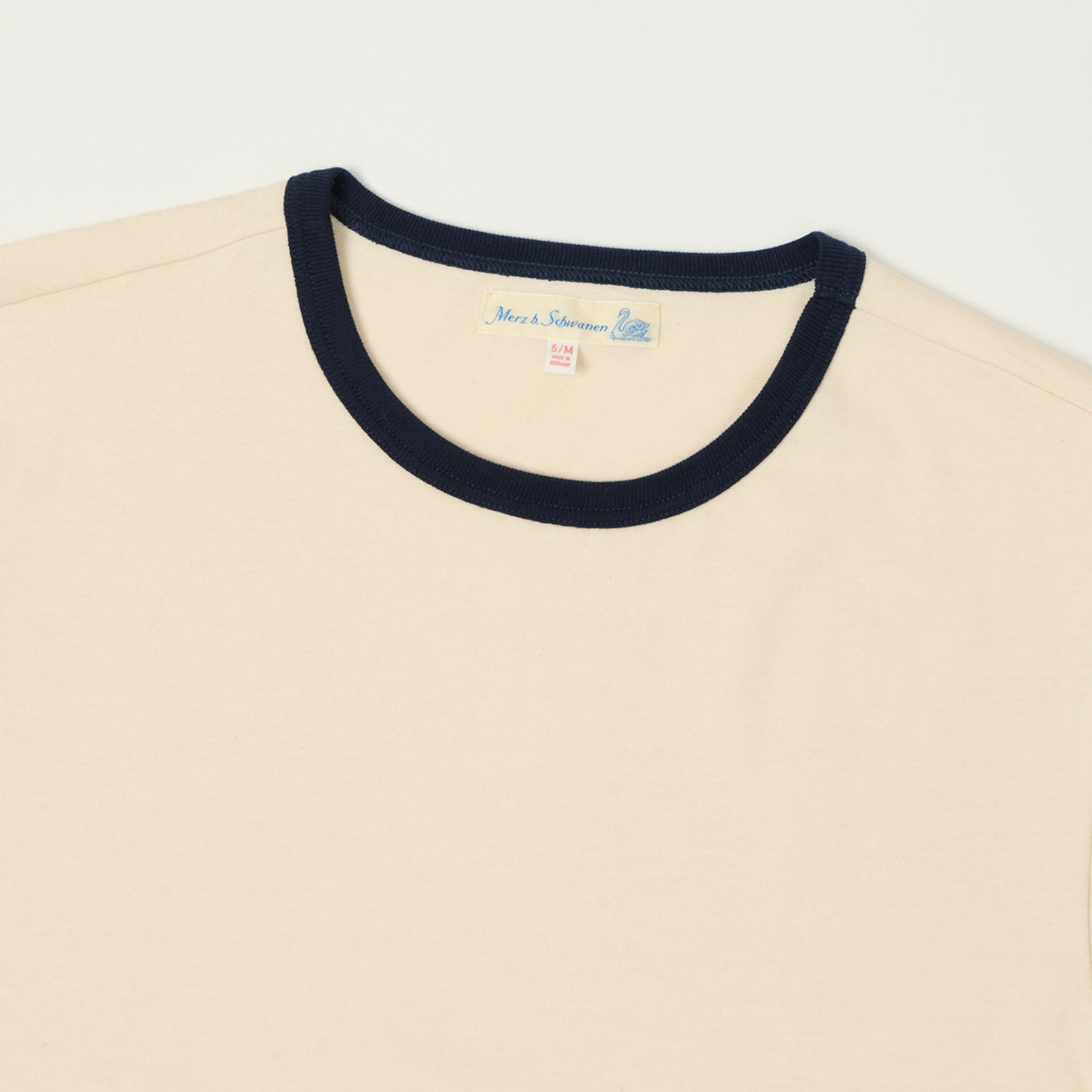 Merz b. Schwanen 2M15B Classic Ringer T-Shirt - Nature/Ink Blue