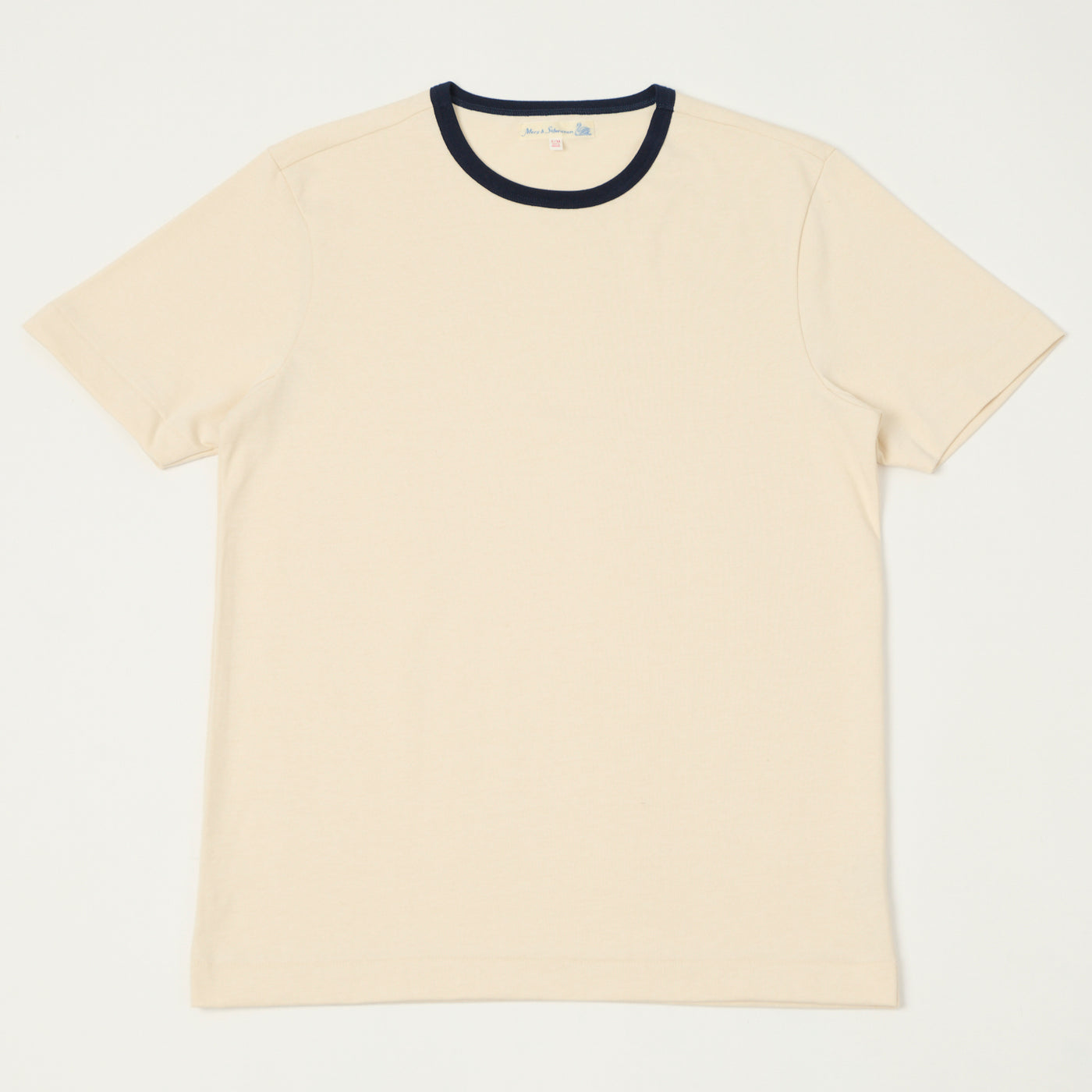 Merz b. Schwanen 2M15B Classic Ringer T-Shirt - Nature/Ink Blue