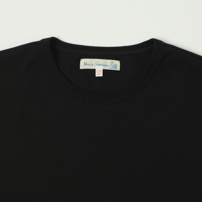 Merz b. Schwanen 2M15LS Classic Jersey Long Sleeve T-Shirt - Deep Black