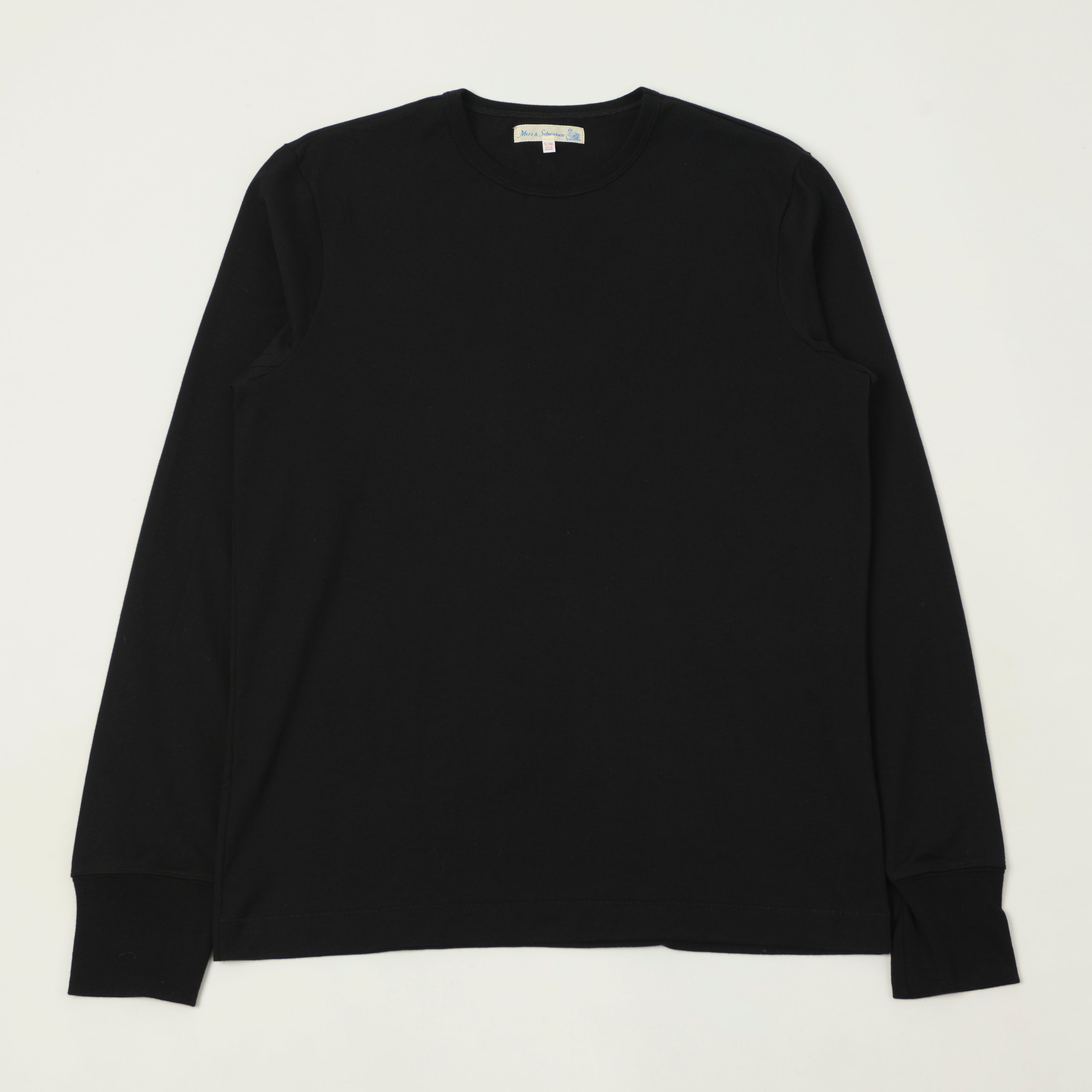 Merz b. Schwanen 2M15LS Classic Jersey Long Sleeve T-Shirt - Deep Black