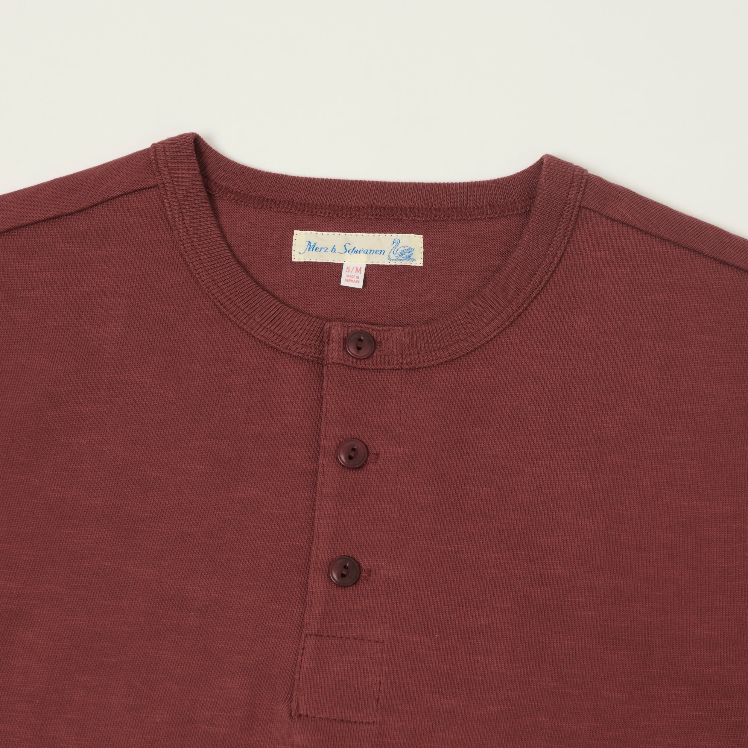 Merz b. Schwanen 'The Originals' 2S08 Relaxed Fit Heavyweight Long Sleeve Henley - Burgundy
