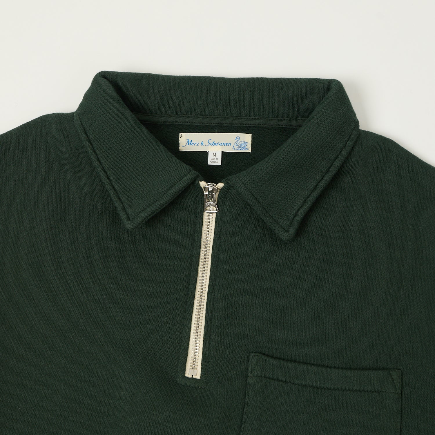 Merz b. Schwanen 'Good Basics' Quarter Zip Sweatshirt - Forest