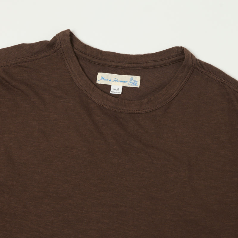 Merz b. Schwanen SCT04 Pima Slub Cotton Tee - Chocolate