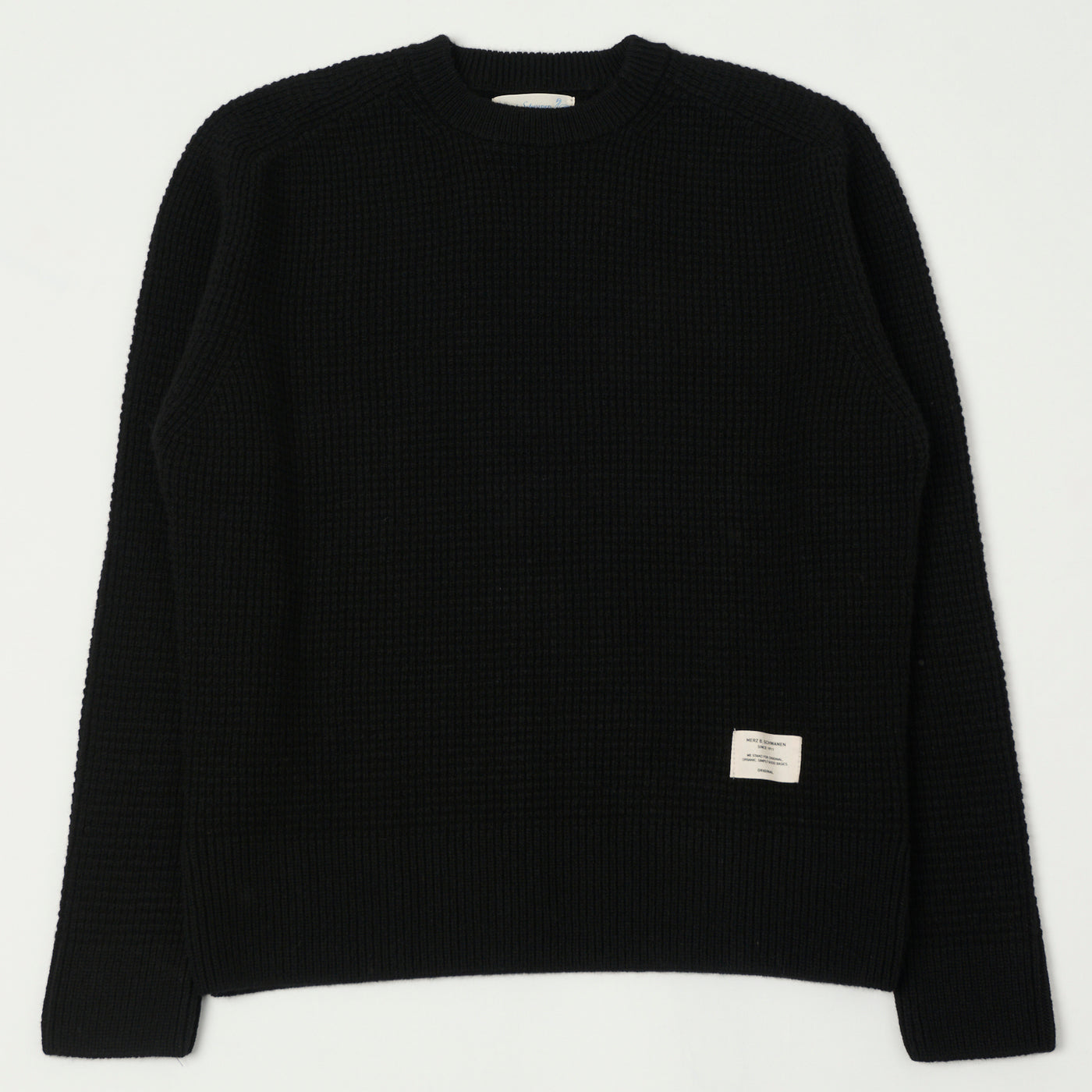 Merz b. Schwanen 'Good Basics' Merino/Cashmere Waffle Knit Pullover - Deep Black