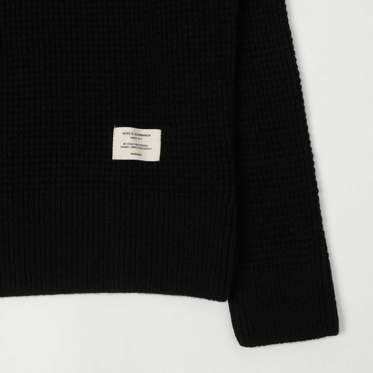 Merz b. Schwanen 'Good Basics' Merino/Cashmere Waffle Knit Pullover - Deep Black