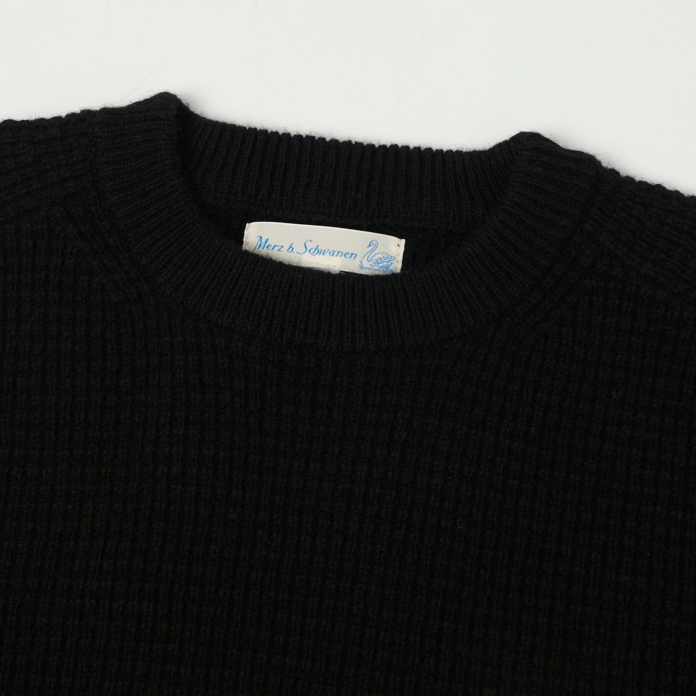 Merz b. Schwanen 'Good Basics' Merino/Cashmere Waffle Knit Pullover - Deep Black