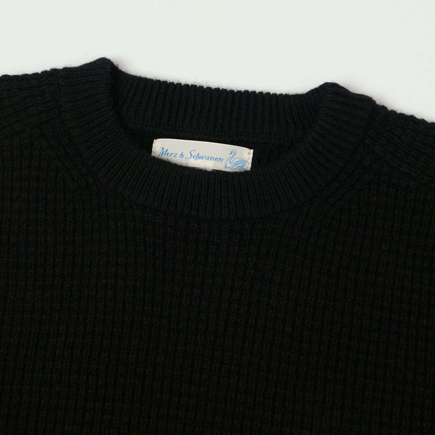 Merz b. Schwanen 'Good Basics' Merino/Cashmere Waffle Knit Pullover - Deep Black