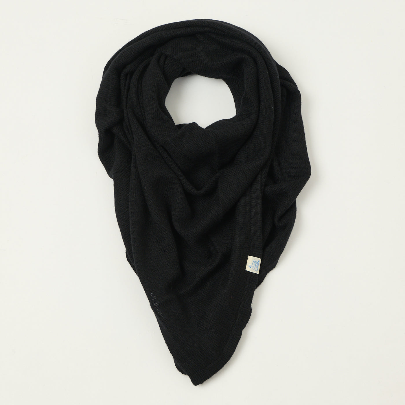 Merz b. Schwanen 'Good Basics' Merino/Cashmere/Silk Triangle Scarf - Deep Black