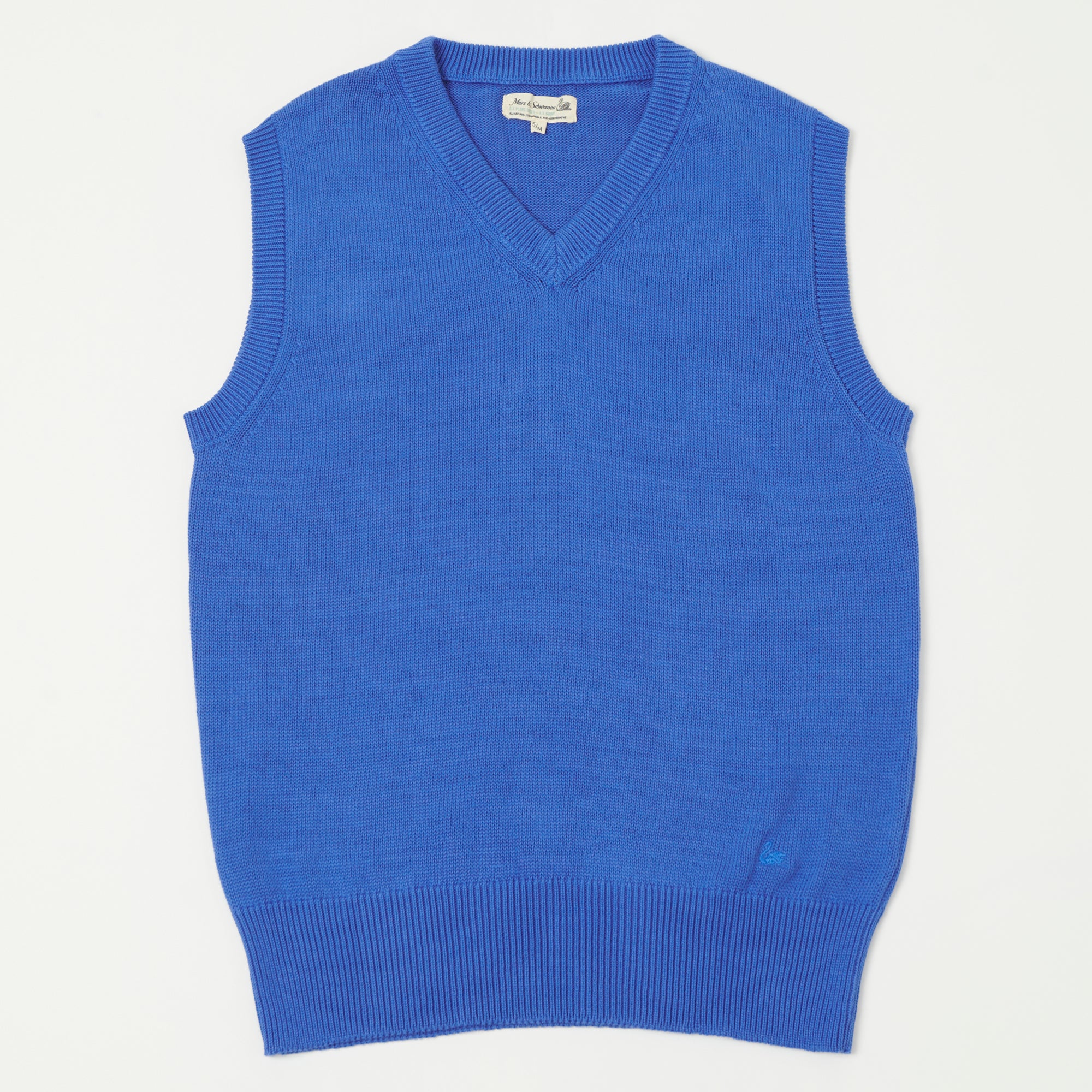 Merz b. Schwanen 'Good Basics' Plant Based Sweater Vest - Washed Blue